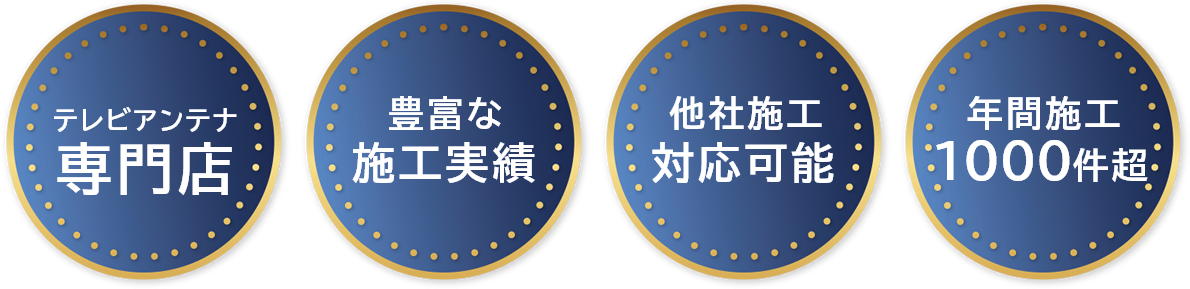 テレビアンテナ専門店 豊富な施工実績 他社施工対応可能 年間施工1000件超